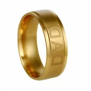 Men’s Stainless Steel Gold DAD Band Ring 6 12 13